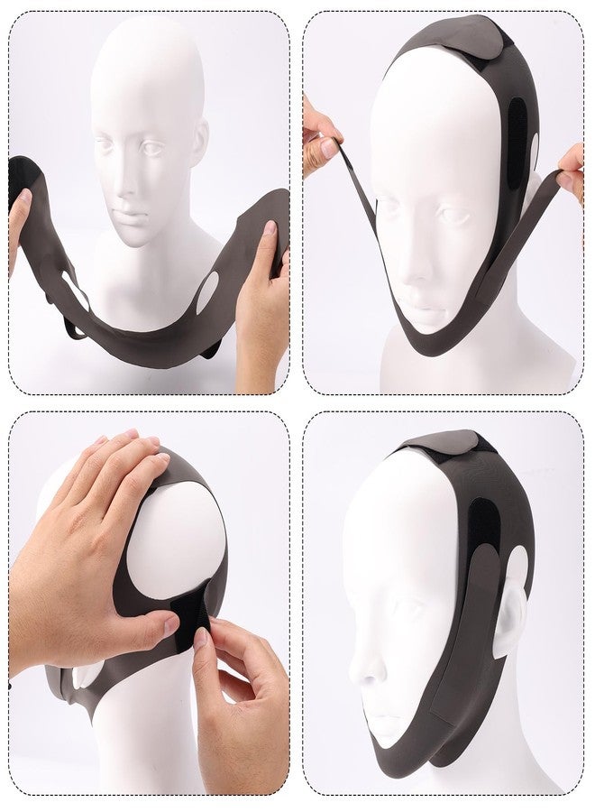 Sinbana 2pcs V Line Face Lifting Masks, Breathable Reusable Adjustable Nylon Face Jaw Lift Mask Ice Cool Chin Strap for Double Chin Reduction & V Shaped Jawline Contouring (Black) - Image 5